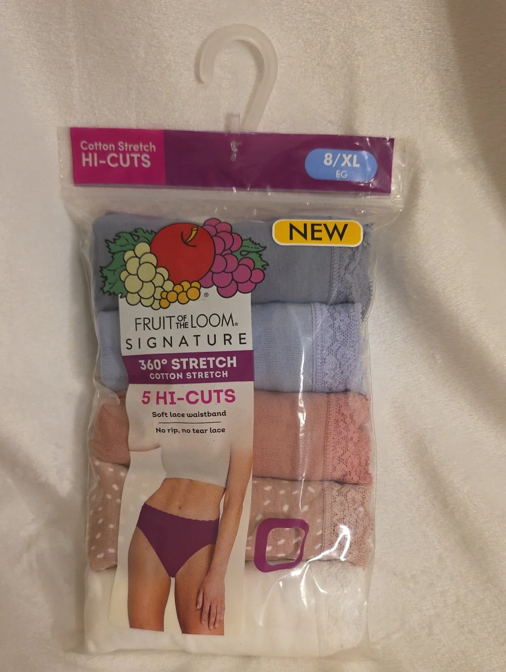 NWT Fruit of the Loom Signature Cotton Stretch Hi-Cut Panties